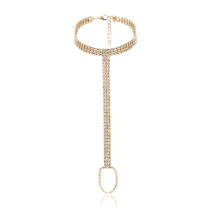 Stonefans Bridal Crystal Anklet Chain Foot Jewlery for Women Charm Rhinestone Multilayer Foot Chain Beach Anklet Toe Christmas