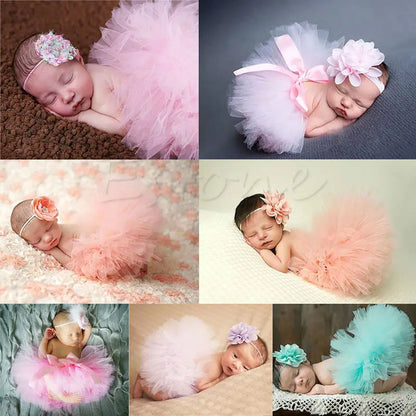 New Cute Toddler Newborn Baby Girl Tutu Skirt & Headband Photo Prop Costume Outfit