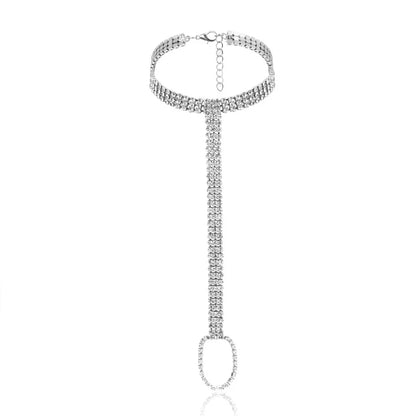 Stonefans Bridal Crystal Anklet Chain Foot Jewlery for Women Charm Rhinestone Multilayer Foot Chain Beach Anklet Toe Christmas