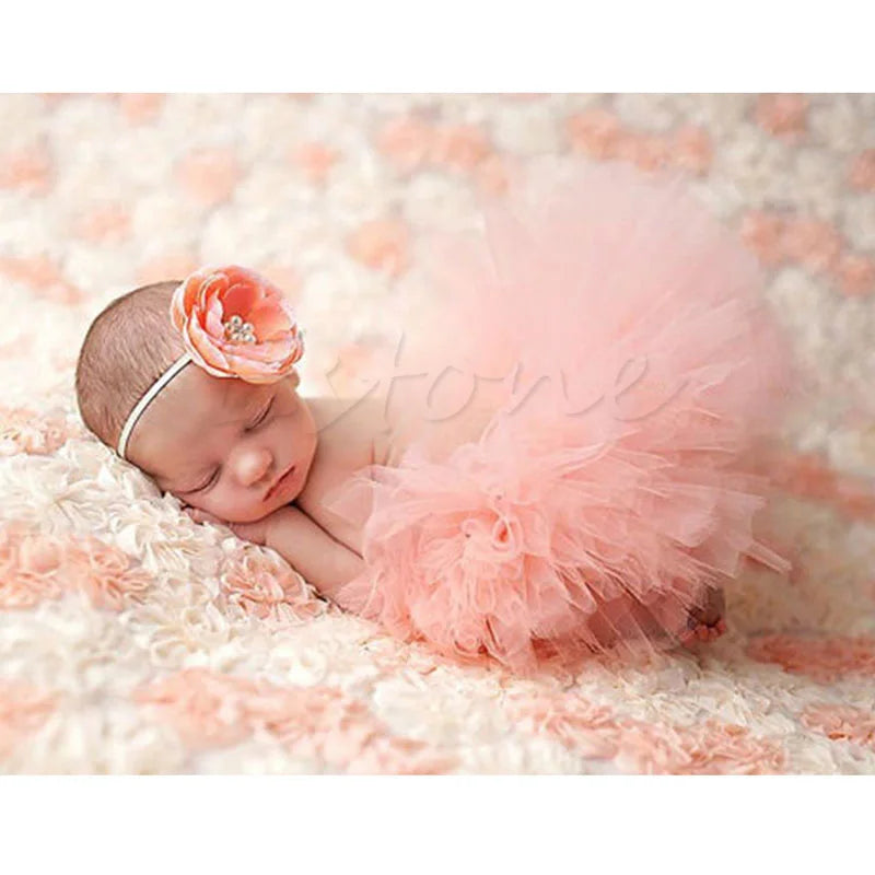 New Cute Toddler Newborn Baby Girl Tutu Skirt & Headband Photo Prop Costume Outfit