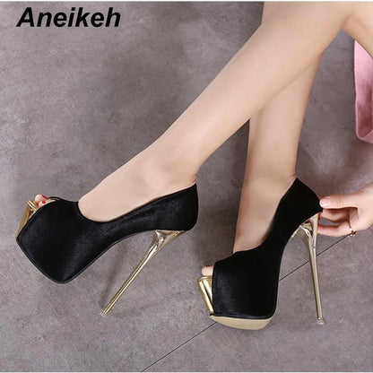 Aneikeh 2025 Brand Shoes Woman 16CM High Heels Women Pumps Stiletto Thin Heel Women's Shoes