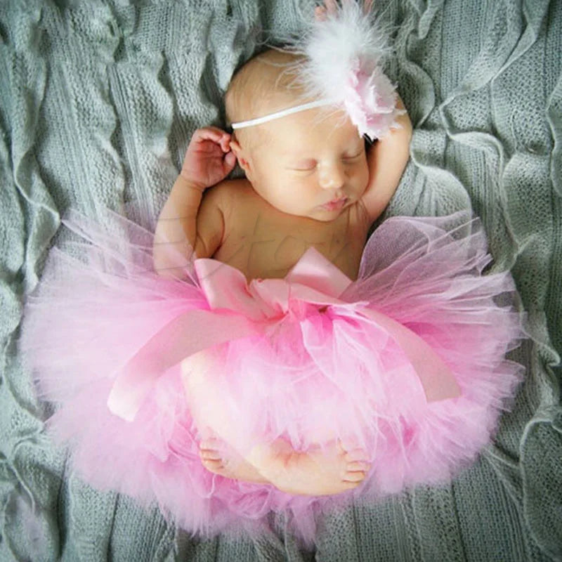 New Cute Toddler Newborn Baby Girl Tutu Skirt & Headband Photo Prop Costume Outfit