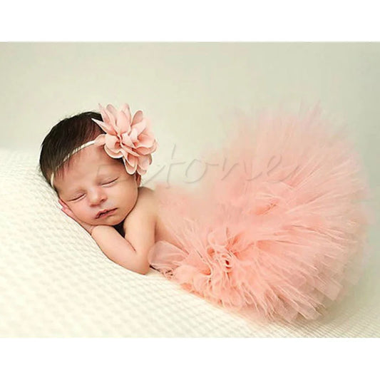 New Cute Toddler Newborn Baby Girl Tutu Skirt & Headband Photo Prop Costume Outfit