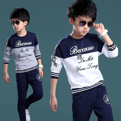 Autumn letter two pieces children clothing set kids tracksuit