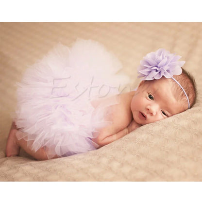 New Cute Toddler Newborn Baby Girl Tutu Skirt & Headband Photo Prop Costume Outfit