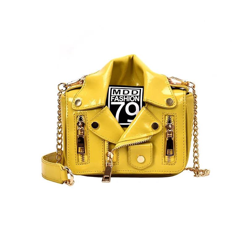 Chain Motorcycle Bags Women Clothing Shoulder Rivet Zipper Jacket Bag