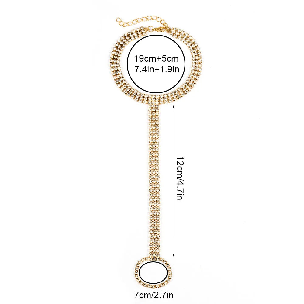 Stonefans Bridal Crystal Anklet Chain Foot Jewlery for Women Charm Rhinestone Multilayer Foot Chain Beach Anklet Toe Christmas