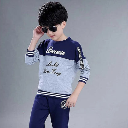 Autumn letter two pieces children clothing set kids tracksuit