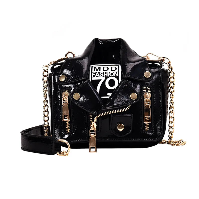Chain Motorcycle Bags Women Clothing Shoulder Rivet Zipper Jacket Bag