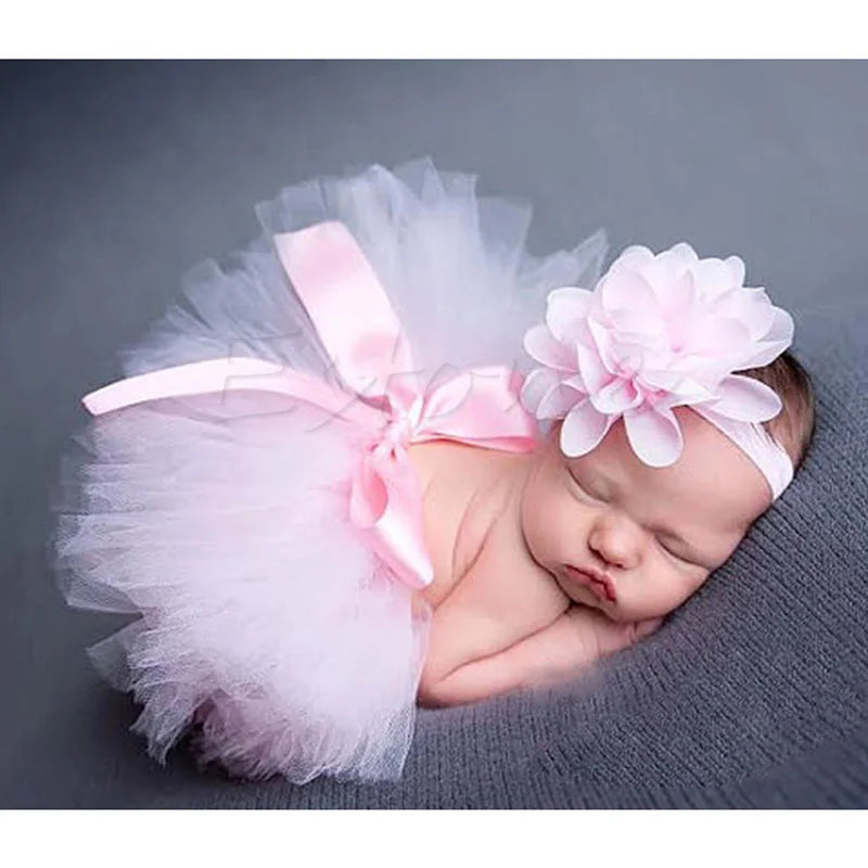 New Cute Toddler Newborn Baby Girl Tutu Skirt & Headband Photo Prop Costume Outfit