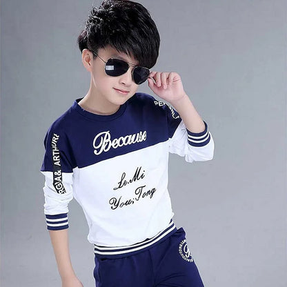 Autumn letter two pieces children clothing set kids tracksuit