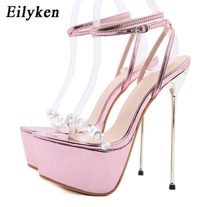 Pink Sweet Ankle Buckle Strap Women's Sandals