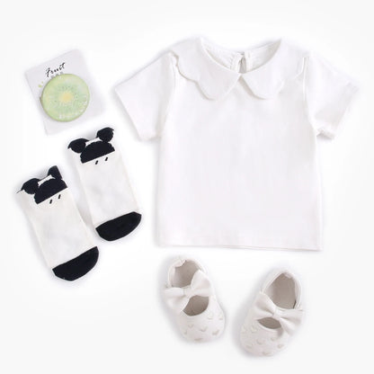 Sanlutoz Soft Cotton Baby Girls T-shirt Cute Infants Tops Clothing White Newborn Toddler Shirts Clothes Casual