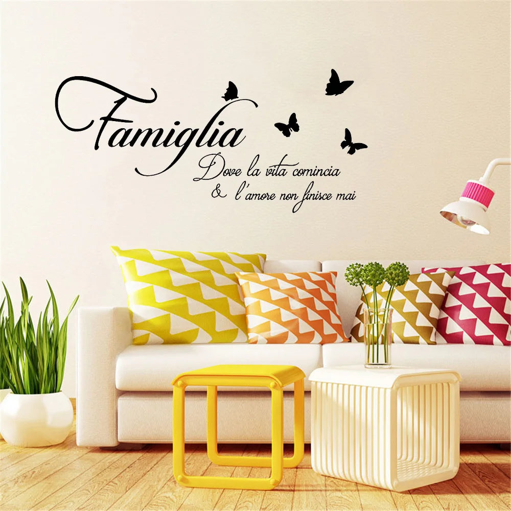 Family Love Never End Quote Vinyl Wall Decal Lettering Art