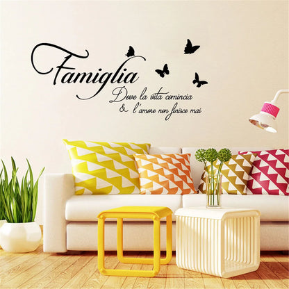 Family Love Never End Quote Vinyl Wall Decal Lettering Art