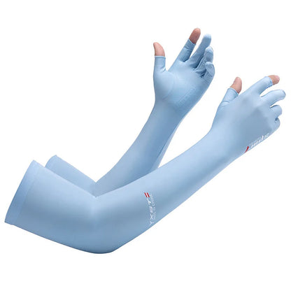 UV Solar Arm Sleeves Women Men Summer Cycling Long Sleeves Anti-Sunburn Cuff Breathable Fishing Arm Warmers Cover Gloves Driving