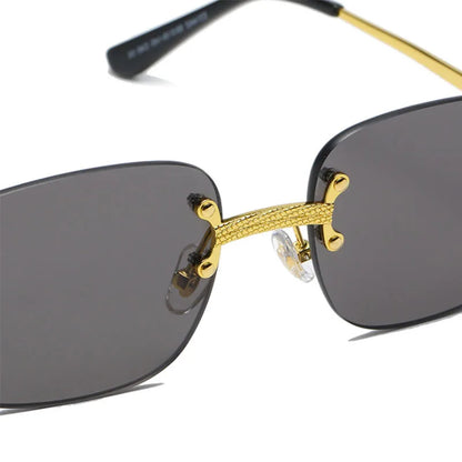 Popular Small Rectangle Sunglasses Retro Rimless Mirror Coating Shades