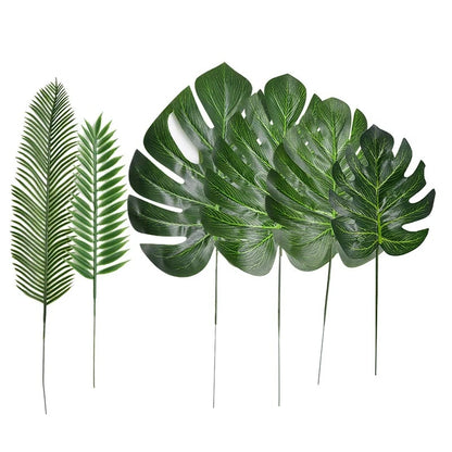 10-20 Pcs Artificial Plants Tropical Monstera Palm Leaves Simulation Leaf