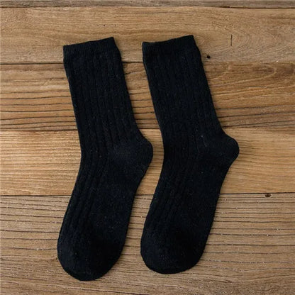 Thicken Warm Merino Wool Classic Solid Colors Rib Socks