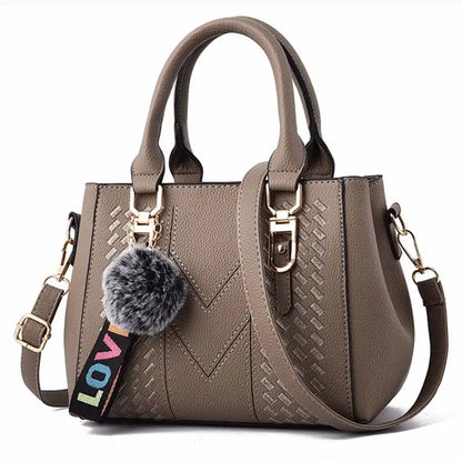 Leather Handbags Bags for Women Sac a Main Ladies hair ball Hand Bag