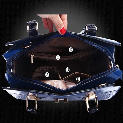 PU Leather Handbags Patent Luxury Brand Women Bags