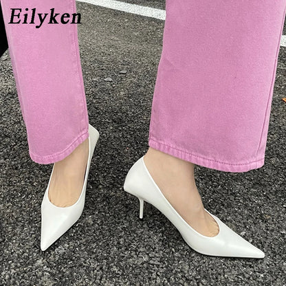 Eilyken High Quality Pu Leather New Sexy Shallow Pointed Toe Woman Pumps Thin High Heels Fashion Dress Sandals Ladies Shoes