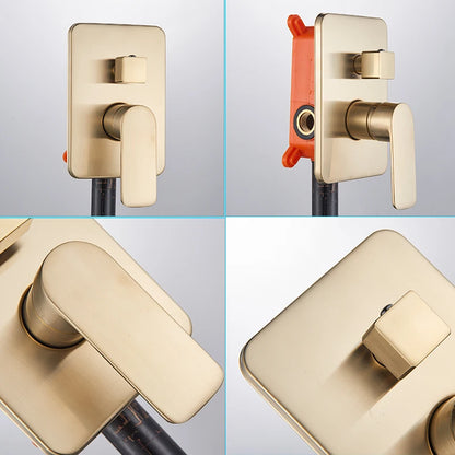 Wall Mounted Concealed Install Brushed Gold Shower Faucets Set Bathroom Shower System Shower Mixer Tap Rainfall