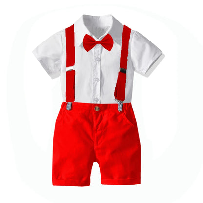 Kids Boy Clothes White Shirt + Red Shorts 4 Pieces Toddler Boy Outfit Perform Children Birthday Costume Birthday Outfit