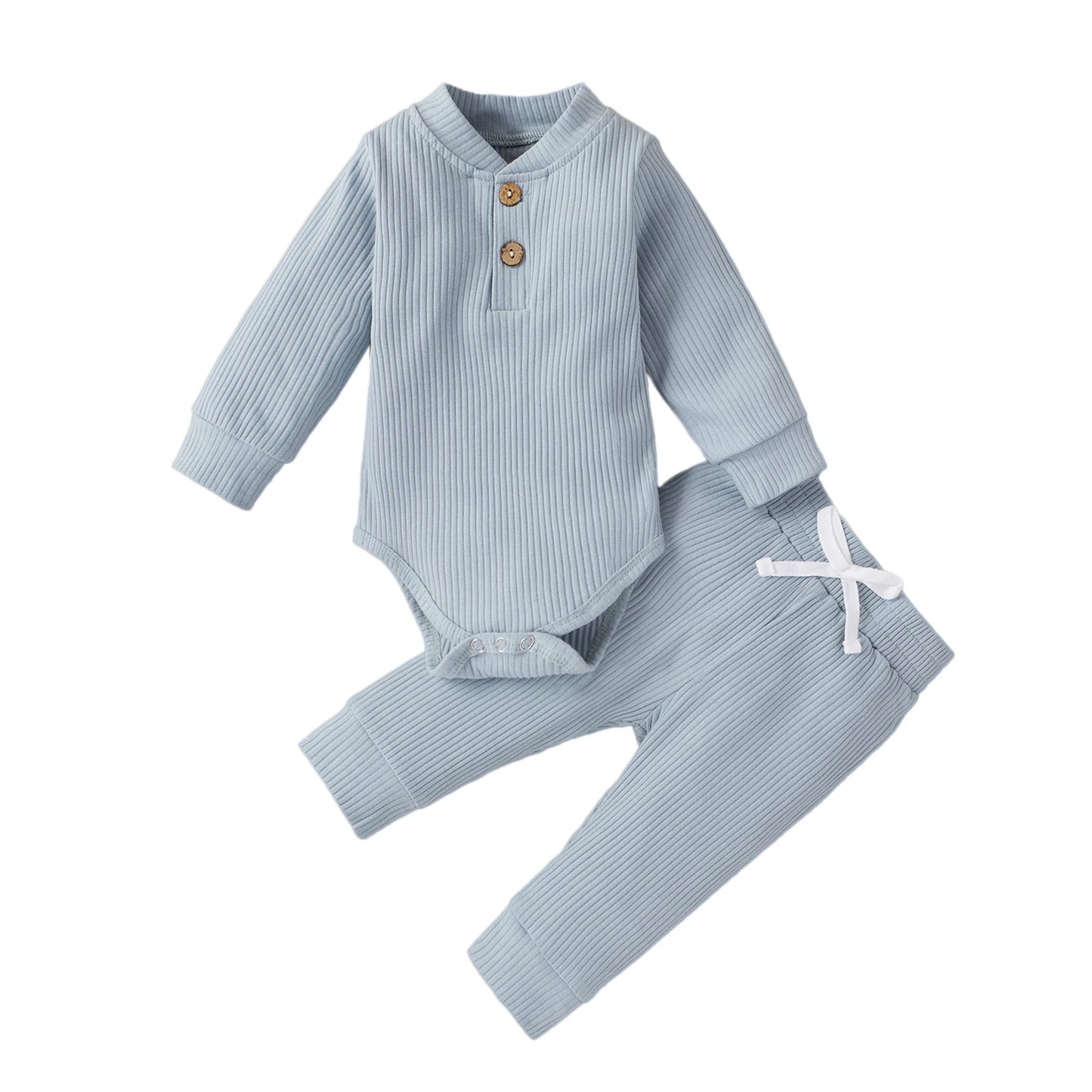 16 Colors Baby Solid Knit Sets Newborn Infant Girls Boys Fall Winter Long Sleeve Romper + Elastic Pants Toddler Outfit 0-24M