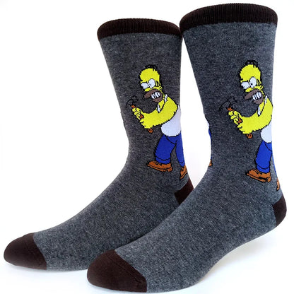Simpsons Cartoon Anime Funny Socks Men Hip Hop Print Novelty Crazy Sokken Hip Hop Unisex Comfortable Skateboard Happy Meias