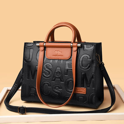 Ladies Quality Leather Letter Shoulder  Luxury Handbags Women Bags Designer Fashion Large Capacity Tote Bag