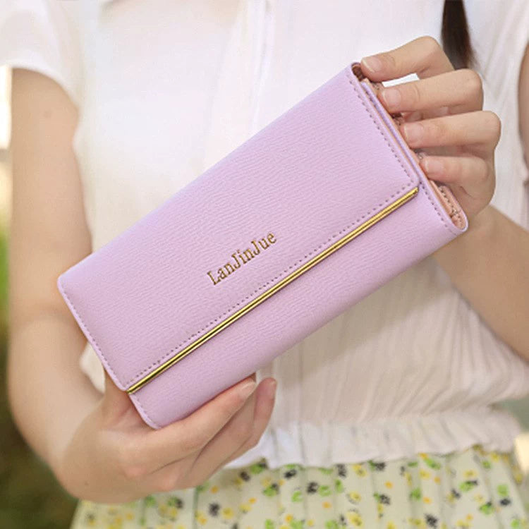 Women Pu Long Large Capacity Zipper Wallet