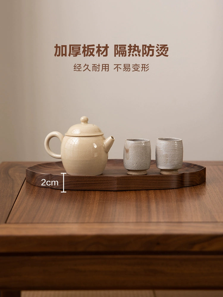 Fanhan Black Walnut Wood Pallet Thickened Heat Insulation Tea Table Cup Plate Creative Snacks Plate New Chinese Style