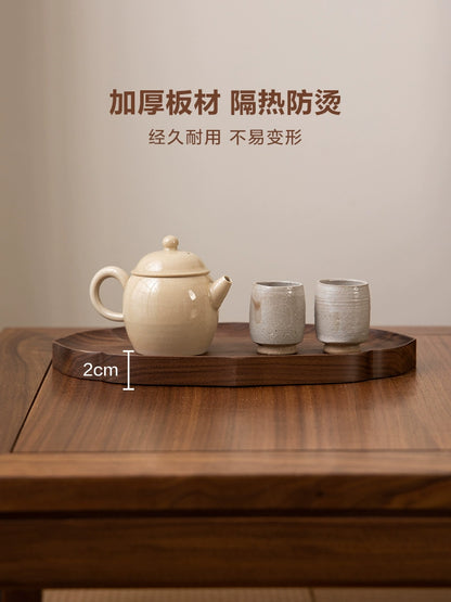 Fanhan Black Walnut Wood Pallet Thickened Heat Insulation Tea Table Cup Plate Creative Snacks Plate New Chinese Style
