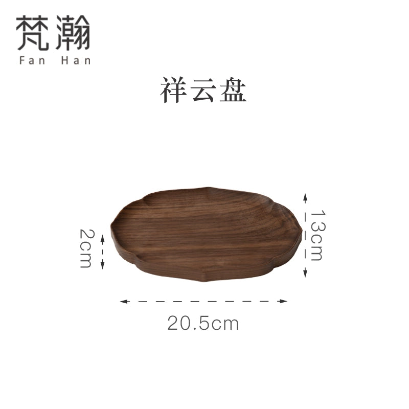 Fanhan Black Walnut Wood Pallet Thickened Heat Insulation Tea Table Cup Plate Creative Snacks Plate New Chinese Style
