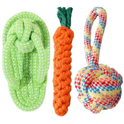 Large Cotton Knot Dog Toy Bite-Resistant Molar Rod Teddy Bichon Interactive Self-Heating Relieving Stuffy Pet Chews Supplies