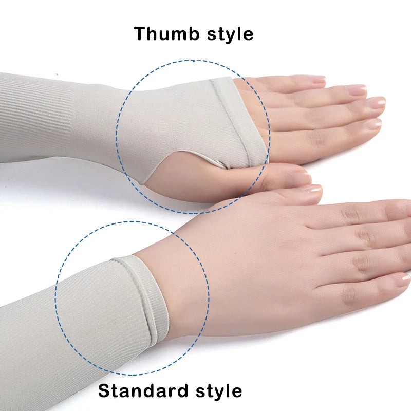 1Pair UV Protection Cooling Arm Sleeves,Women Men Summer Outdoor Sunblock Arm Cover with Thumb Hole