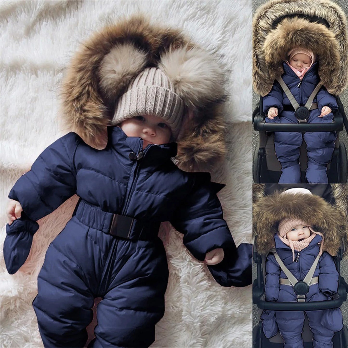 Winter Hooded Jumpsuit for Girls Boys Baby Ski Clothing Overalls Snowsuit for Children Kids Ski Coat Jacket Rompers 1/2 Years 2T