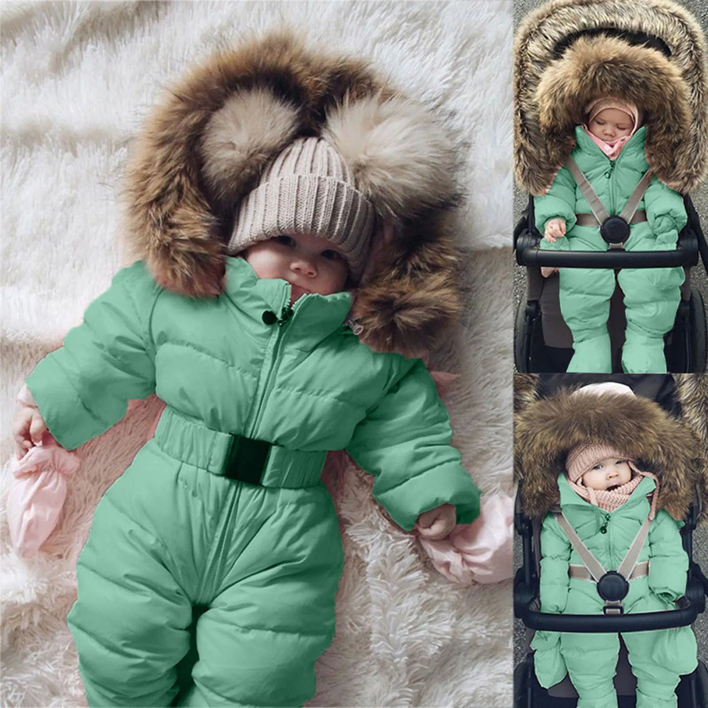 Winter Hooded Jumpsuit for Girls Boys Baby Ski Clothing Overalls Snowsuit for Children Kids Ski Coat Jacket Rompers 1/2 Years 2T