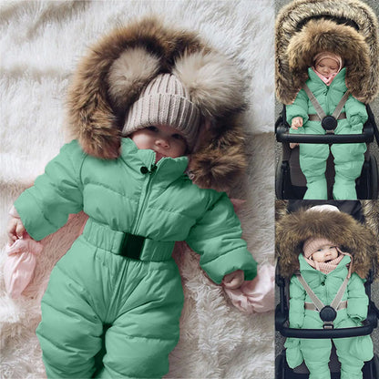 Winter Hooded Jumpsuit for Girls Boys Baby Ski Clothing Overalls Snowsuit for Children Kids Ski Coat Jacket Rompers 1/2 Years 2T