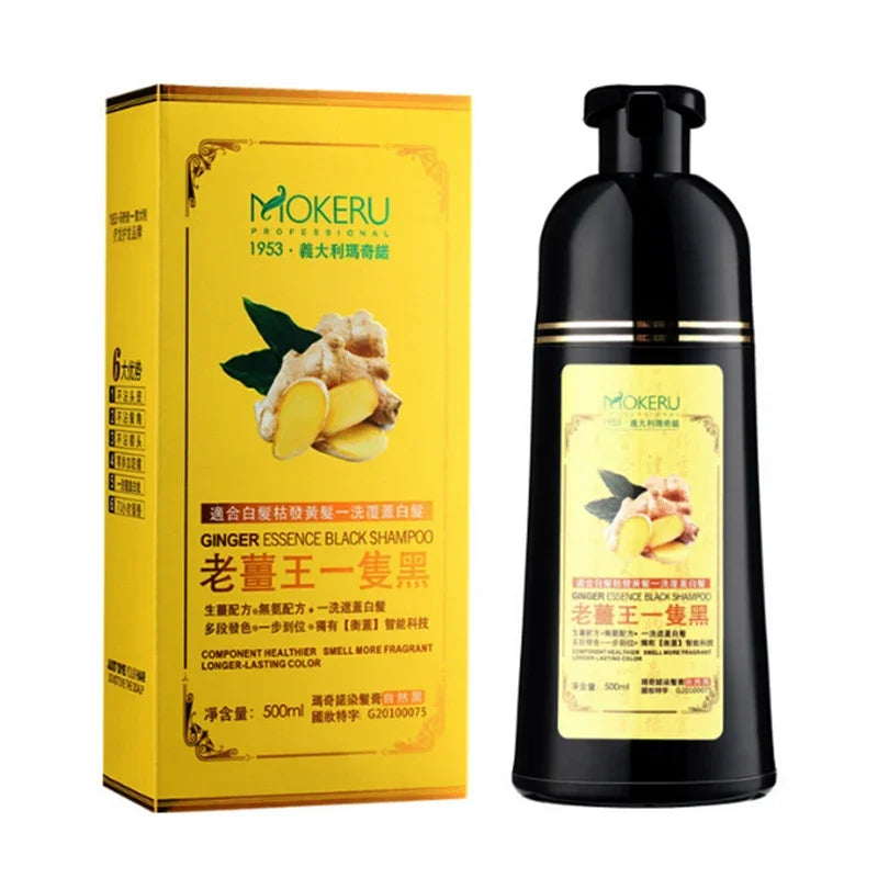 Mokeru 1pc  Ginger shampoo Herbal Non Allergic Natural Fast Blacking Gray Hair Dye Black Shampoo Dye For White Hair Coloring