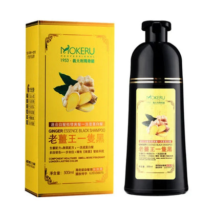 Mokeru 1pc  Ginger shampoo Herbal Non Allergic Natural Fast Blacking Gray Hair Dye Black Shampoo Dye For White Hair Coloring