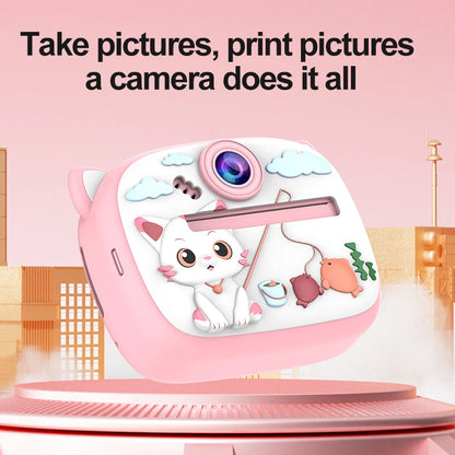 Children Digital Camera Instant Print for Kids Thermal Print Rabbit Camera Instant Photo Printing Camera Video Toys+32G Memory