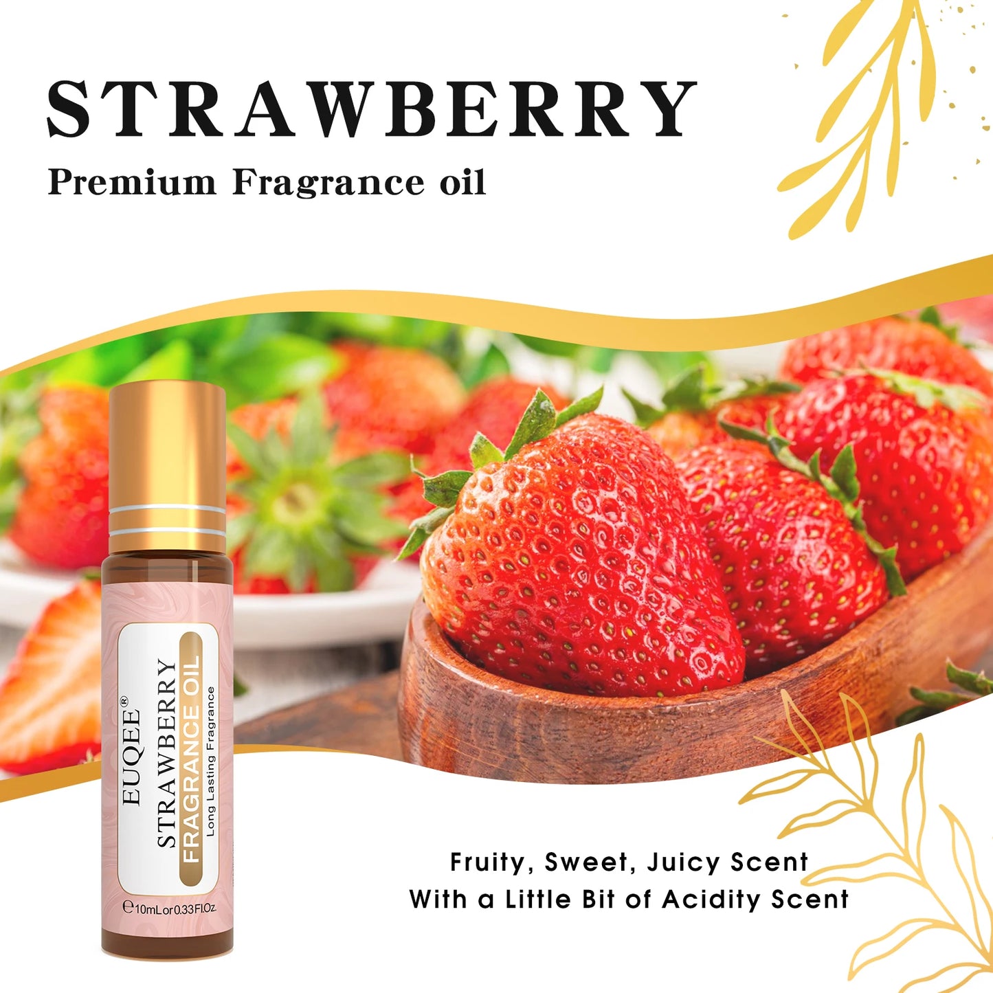 EUQEE 10ml 1pcs Strawberry Cherry Watermelon Peach Fragrance Oils For Aromatherapy Diffuser Candle Making Premium Perfume Oil