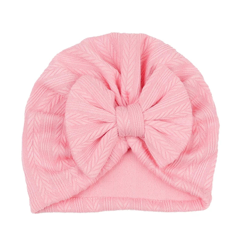 Toddlers Infant Baby Boys Girls Turban Warm Hats  Soft Elastic Big Bow Knotted Headwrap Newborn Hospital Caps