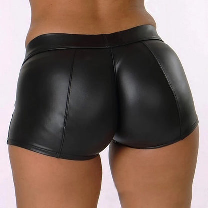 Sexy Womens Shorts Shiny Elastic High Waist Shiny Faux PU Leather Short Pants