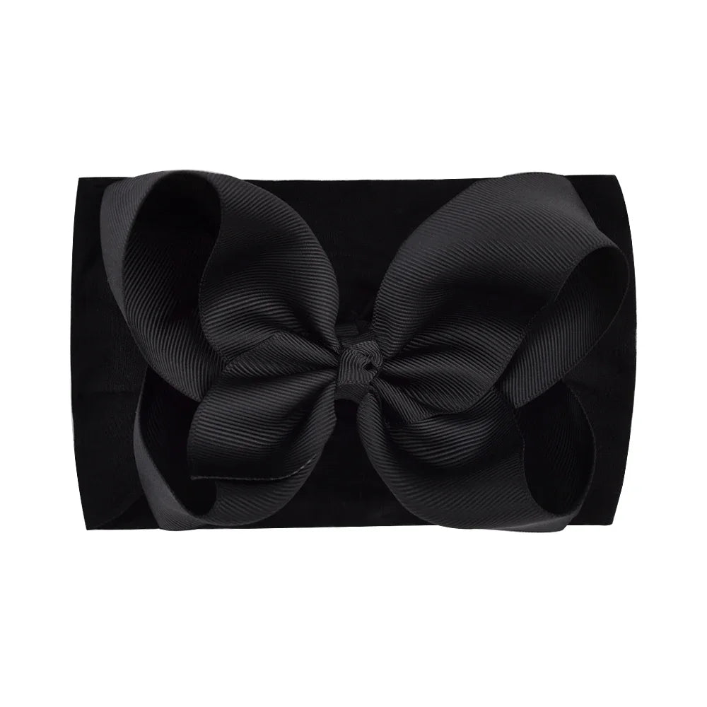 1PC Large Ribbon Bow Headband for Baby Girls Wide Nylon Turban Newborn Bow Headwrap Gift Super Soft Babe Hair Accessories