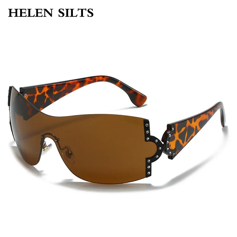 2000'S Fashion One Piece Sunglasses Women Luxury Shiny Crystal Sun Glasses