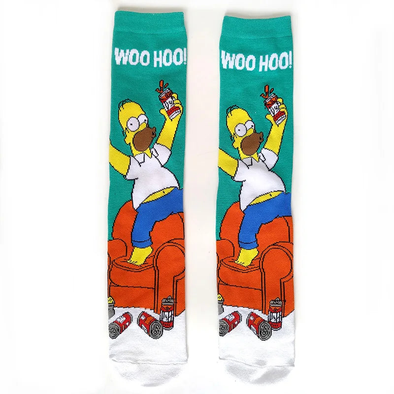 Simpsons Cartoon Anime Funny Socks Men Hip Hop Print Novelty Crazy Sokken Hip Hop Unisex Comfortable Skateboard Happy Meias