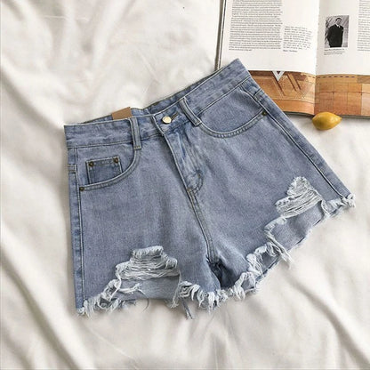 Denim Holes Shorts For Women  Fashion High WaistWide Leg Short Jeans